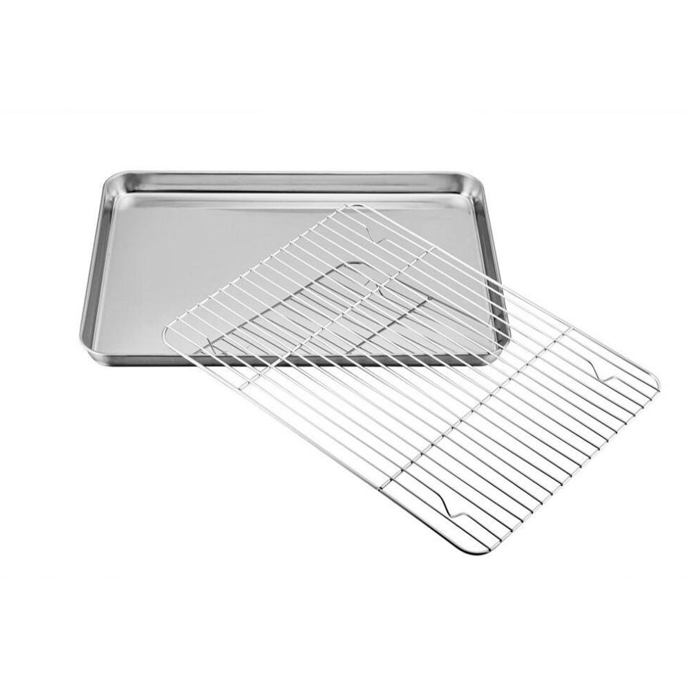 Oil Drain Grilled Cooling Rack Oven Tray Food Cooker Stainless Steel Baking