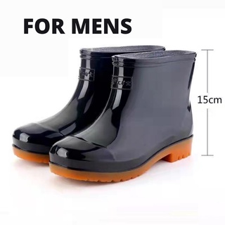 Black Glossy Rain Boots For Men (Short)