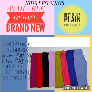Kids Leggings Plain Colors Assorted