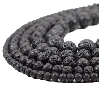 Natural Black Volcanic Lava Stone Beads Handmade Jewelry Making