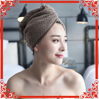 Korean Hair Drying Cap Towel Hat Super Absorbent Bath Shower Turbie Twist Wrap Loop Button Turban