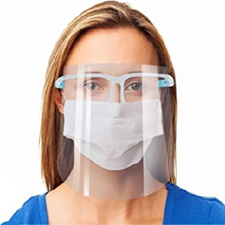 Face Shield Clear with Eyeglass Frame
