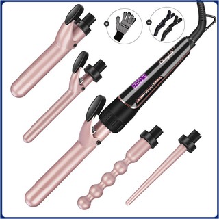 Ckeyin 5 Size Ceramic Hair Curler Curling Iron Set Wet Dry Hair Use (1)