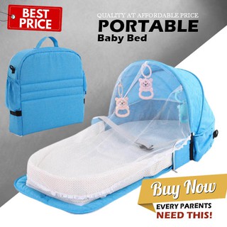 Portable Baby Bed Safety Isolation Multifunctional Outdoor Folding Bed Travel Bed with Mosquito Net