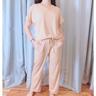 MERMADE loungewear pants plain coordinates with two side pocket cotton spandex can. fit up to extraL (1)