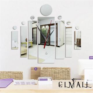 ➤GMLHome Decorative Wall Clock DIY Strip Rectangular Mirror Wall Sticker Acrylic Wall Clock