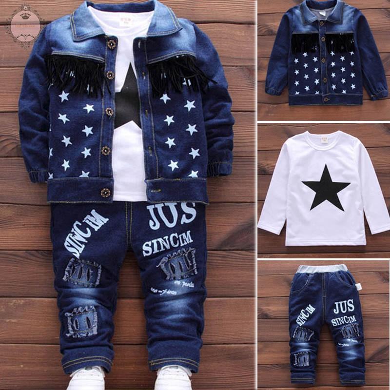 KOKO@ Kids Boys Casual Long Sleeve tops+Jacket +Jeans Set (1)