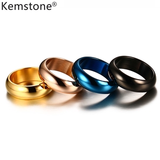 Kemstone Men Simple Style 7MM Glossy Titanium Steel Blue Black Silver Gold Rose Gold Finger Rings for Men