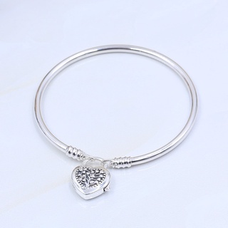 925 Sterling Silver Moments Tree Of Life Love Heart Padlock Clasp pan Bracelet Bangle Fit Bead Char