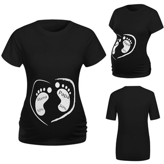 Cartoon Print Maternity Tees Women Round Neck Maternity Short Sleeve Tees T-shirt Pregnancy Clothes