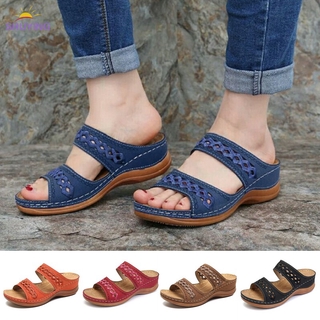Women Peep Toe Hollow Out Breathable Casual Wedges Sandals Slipper Shoes