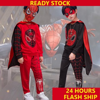 3-10Y Spiderman Baby Boys Clothing Set With Mask and Cloak cape Cotton Superhero Children SpiderMan Cosplay Costume Kids