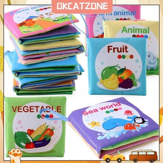 【Ready Stock】۩❅OKCAT Baby English Book Soft Cloth Books Animals Fruits Early Educational Intelligenc (2)