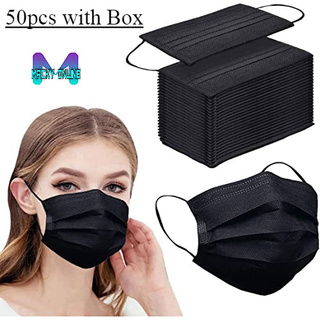 Face Mask Disposable Face Mask Black 3ply 50pcs With Box