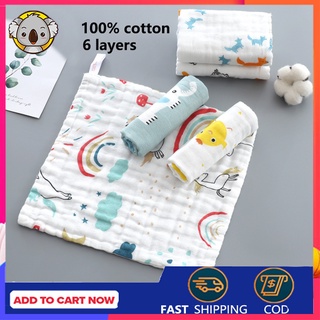 1pc Baby Soft Face Towel Gauze Muslin Layer Cotton Bibs Baby Wash Cloth Lampin Random Cute Design