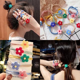 Korean Double Layer Bow Flower Hair Ring Hairband Cute Candy Colors Hair Tie Head Rope Women Girls Hair Accessories