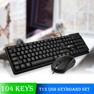 T13 USB Keyboard set 104 keys Gaming USB Wired Keyboard Mouse suit Office Home 731