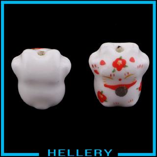 [HELLERY] 10pcs Cute Lucky Cat Ceramic Charm Beads Porcelain Loose Spacer Beads Crafts (4)