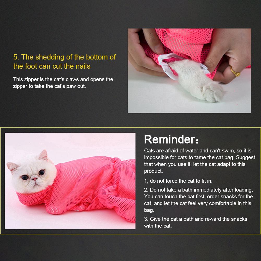Mesh Cat Grooming Bath Bag Cats Adjustable Washing Bags For Pet Bathing Nail Trimming Injecting Anti Scratch Bite (7)