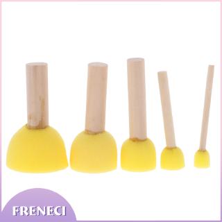 5 Pieces Wooden Handle Stencil Sponge Brush Craft Art Painting Tools Yellow