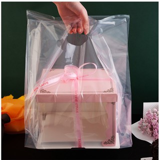 plastic bag for cake transparent square bottom gift bag COD plastic take out bag 50pcs/ pack