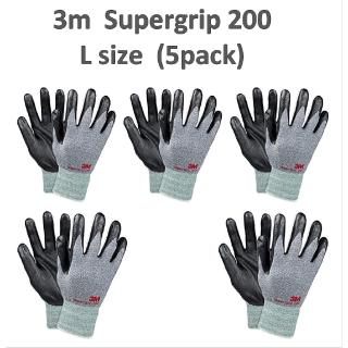 3M Supergrip200 Lightweight Nitrile Work Gloves (Large, Grey) 5PACK