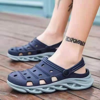 High quality rubber blade casual beach sandals and slippers hole sandals for men BLUE 40-45 SIZE