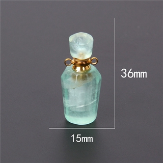 1pc Natural green Fluorite Charm quartz crystal healing stone necklace pendants reiki Essential Oil Diffuser bottle pendant gift (5)