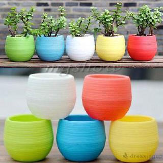 New Colourful Mini Convenient Round Plastic Plant Flower Pot for Garden Home Office Decor