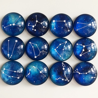 Twelve Constellations Creative Crystal Glass Refrigerator Stickers Set Of 12 Pcs