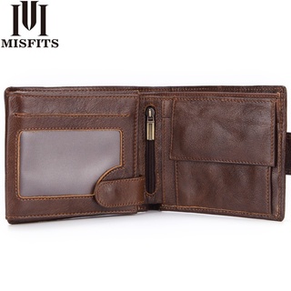 Wallet card caseMISFITS Genuine Leather Wallet Men with Coin Pocket Vintage Short Purse For Male Car