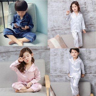 Baby Kids Comfortable Clothes Home Service Cotton Long-sleeved silk pajamas Set