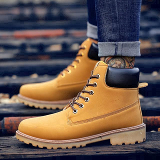 【Sell well】Men Boots PU Leather Thick Warmer Snow Boots High-Cut Lace Up Retro Shoes