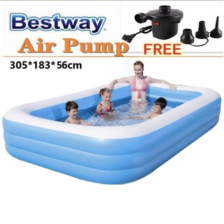 Bestway large FREE pump swimming pool Three layers of opaque enlarged/thickened 3.05m x 1.83m x 56cm