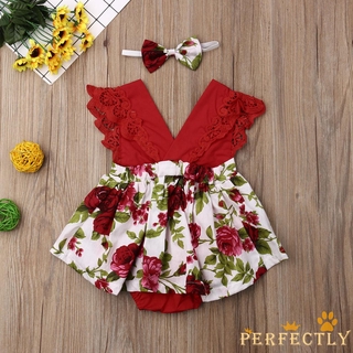 Newborn Baby Girl Lace Floral Romper
