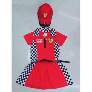 Ferrari Car Racing Costume For Girls(3-9yrs)