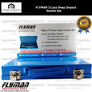 FLYMAN USA 12 PCS 1/2 DRIVE DEEP IMPACT SOCKET SET
