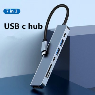 USB C HUB 7 in 1 Type C to HDMI 4K 2 USB 3.0 Ports SD/TF Card Reader for laptop computer macbook