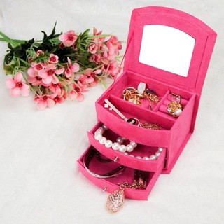 Buy 1 free earring Flannelette jewelry box/double jewelry box#655-A8