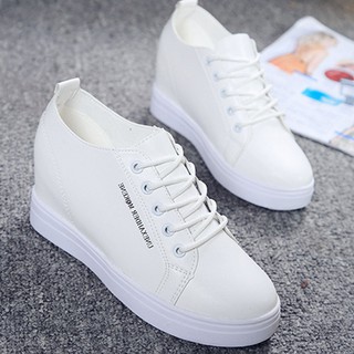 SILIFE Women PU Leather Hidden Wedge Lace Up Platform Sneaker Shoes (8)
