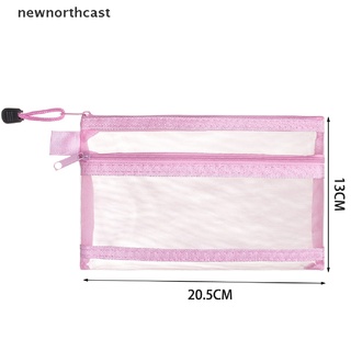 [newnorthcast] Simple Transparent Double Mesh Bag Pencil Case Office Student Pencil Cases
