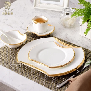 European hand painted gold Western food plate steak tableware plate hotel ceramic products table set