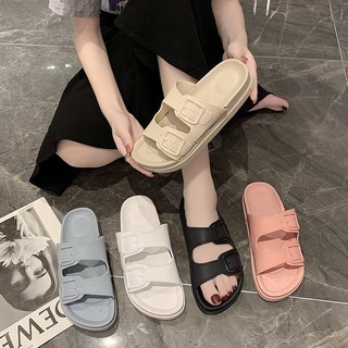 Korean Fashion Summer Two Strap Rubber Non-Slip Slippers For Womens