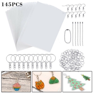 New Heat Shrink Plastic Sheets Kit Shrinky Paper Hole Punch Keychains DIY