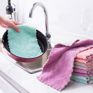 Nonstick Oil Microfiber Coral Fleece Absorbent Kitchen Towel / Hand Towel / Dishcloth / Wipe (6)
