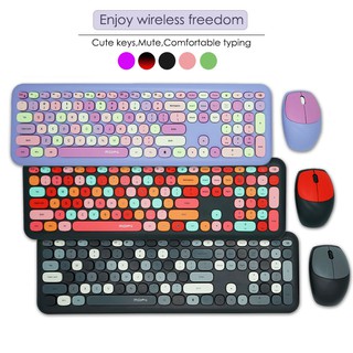 MOFII 2.4G Keyboard and Mouse Set Wireless Lipstick Color USB Receiver For Laptop Computer PC Office 66