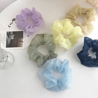 Korean Version of the Hair Band Ins Simple Fashion Tie Hair Elastic Organza Sweet Large Intestine Hair Circle Pure Color Net Yarn Rubber Band Head Rope Ladies Hair Rope Accessories