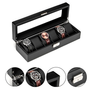 6 Slots Grid Watch Display Box Jewelry Storage Organizer Case locked Watch Display Box