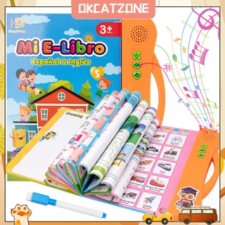 OKCAT Smart Language Reading Book Multifunction Electronic Learning Machine for Kid English Spanish Early Education Toys