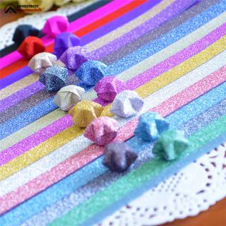 SR|DIY Folding Origami Paper Glitter Bling Shiny Lucky Wish Star Strips Paper